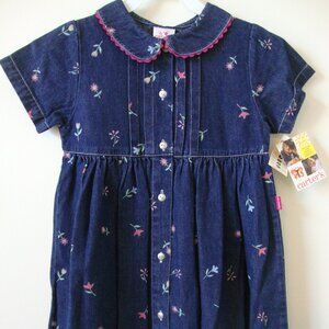 Carter's Girl's Blue Denim Dress w/Collar - Size 6X - New w/Tags - 1990's NOS